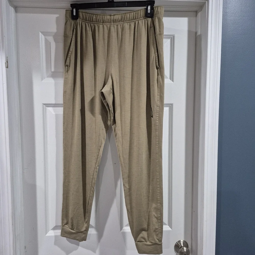 Nike Yoga Joggers Mens Large Khaki Tan Lightweight Sweatpants Stretch Lounge